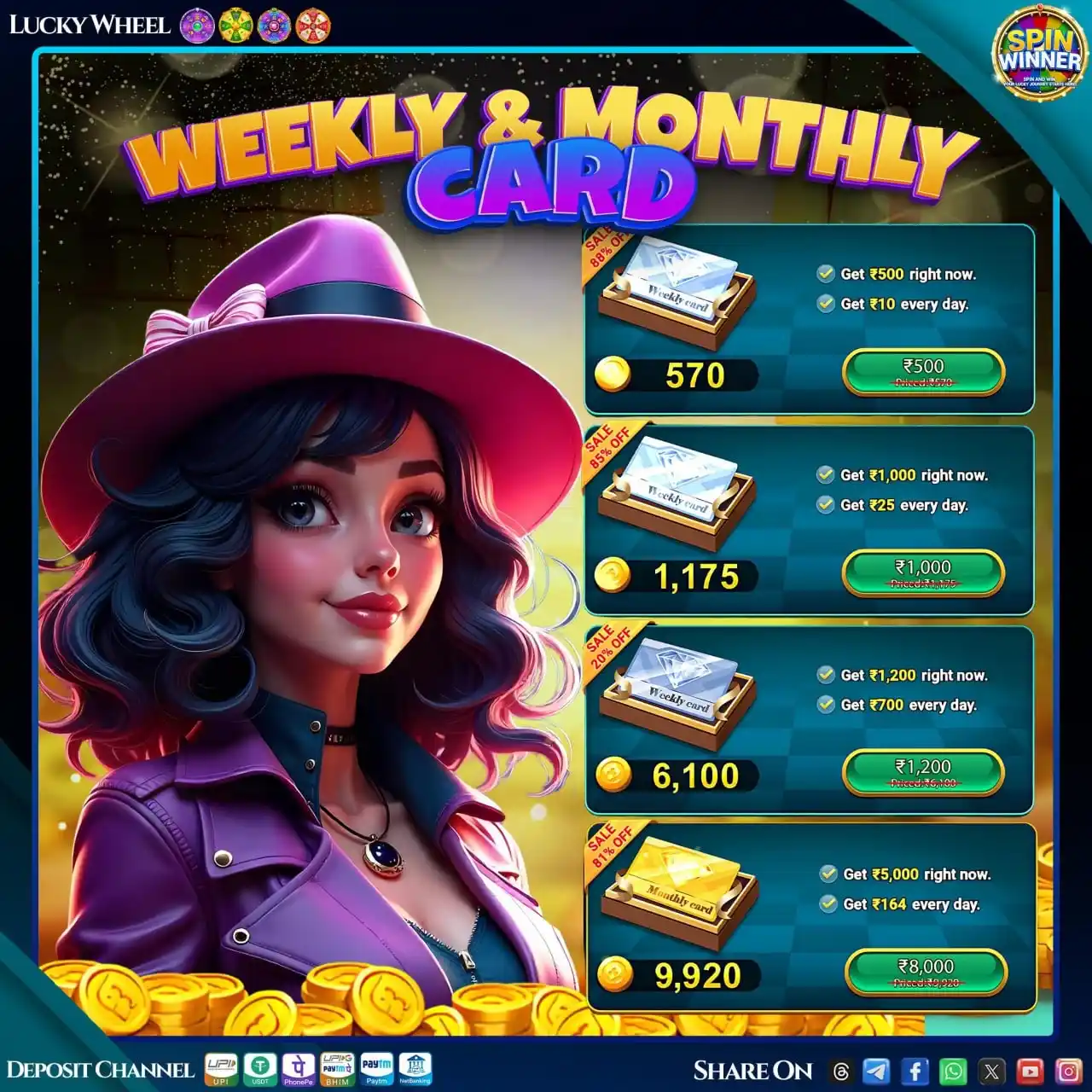 Image from Spinwinner: *❤️SpinWinner❤️ | Magic Card✨* *📢🥳🥳Join Our Weekly and Monthly Car...