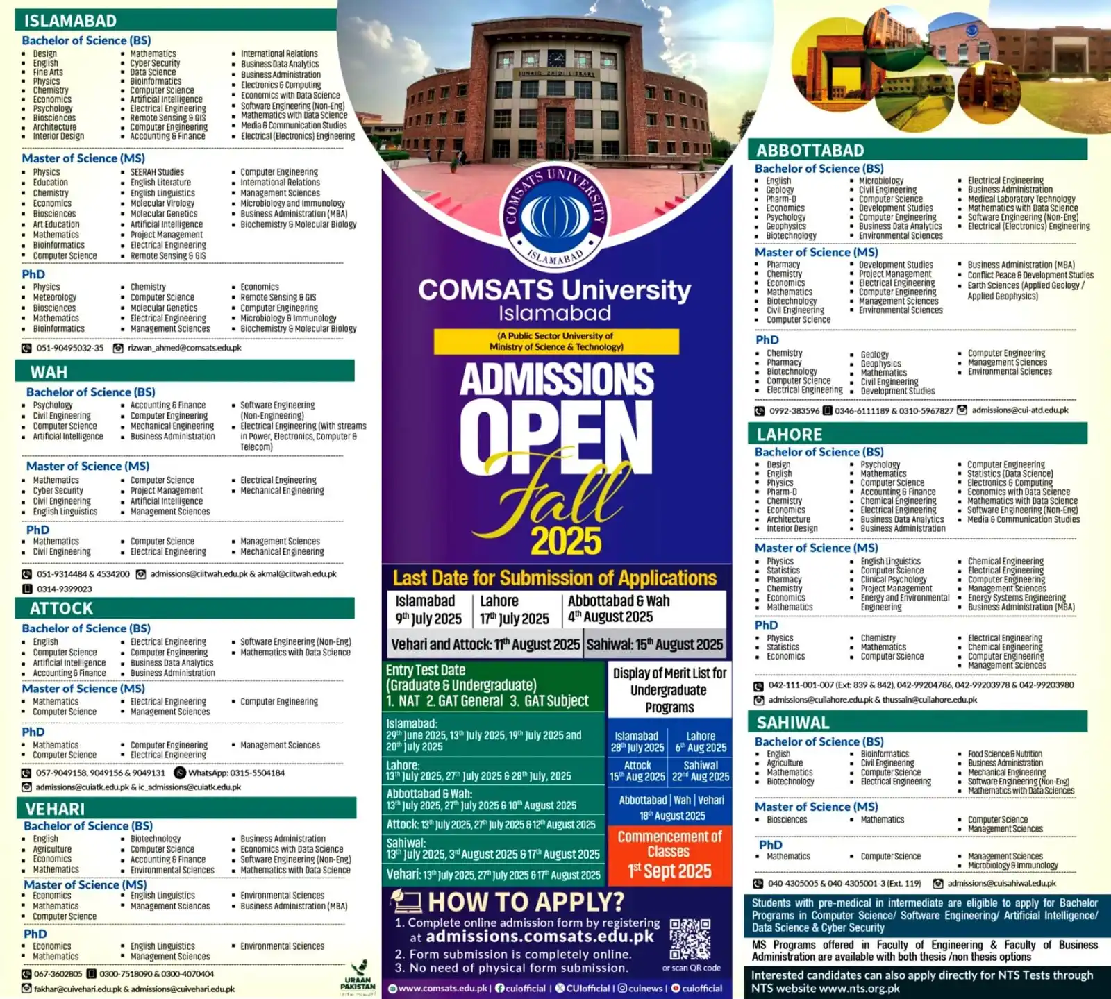 Image from Pak Learning Spot PLS: *COMSATS University, Islamabad (CUI)* `Islamabad | Lahore | Abbottabad...