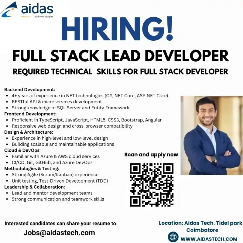 Image from Qtree Technologies - Job Openings: We are Hiring - Full Stack Lead Developer   Full Stack Developer – Lea...