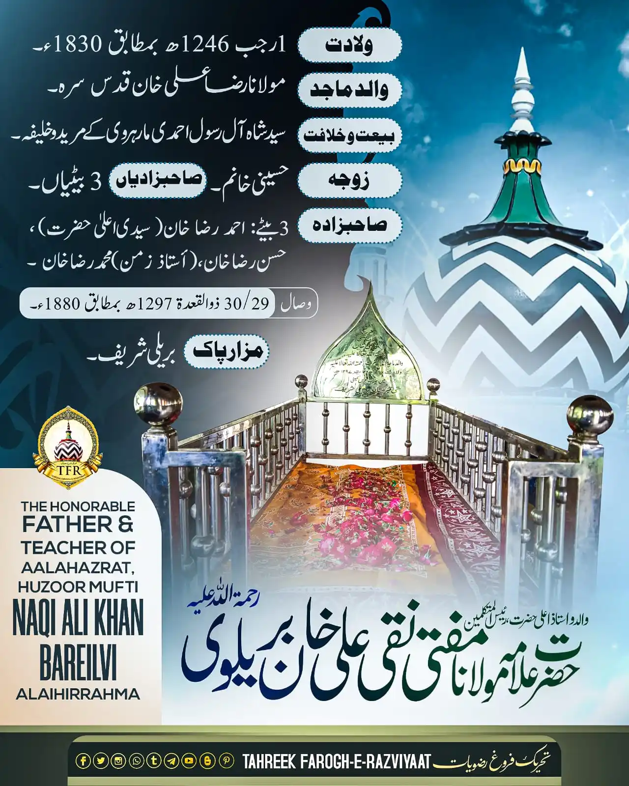 Image from Tahreek Farogh-E-Razviyaat: والد و استاذ اعلی حضرت، رئیس المتکلمین، حضرت علامہ مفتی نقی علی خان بر...