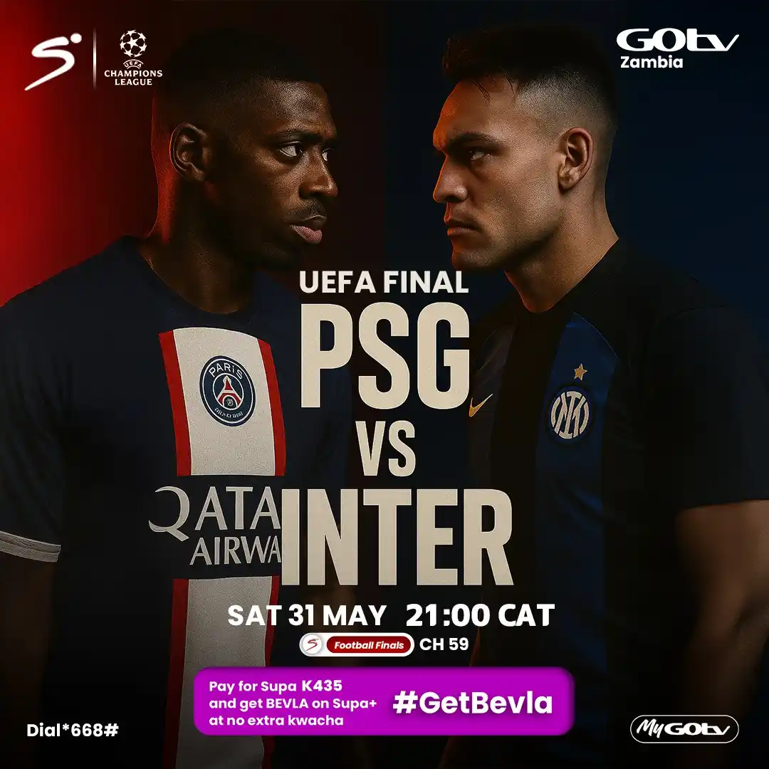Image from GOtv Zambia: The ultimate European crown is up for grabs👑. Who takes it? PSG faces...