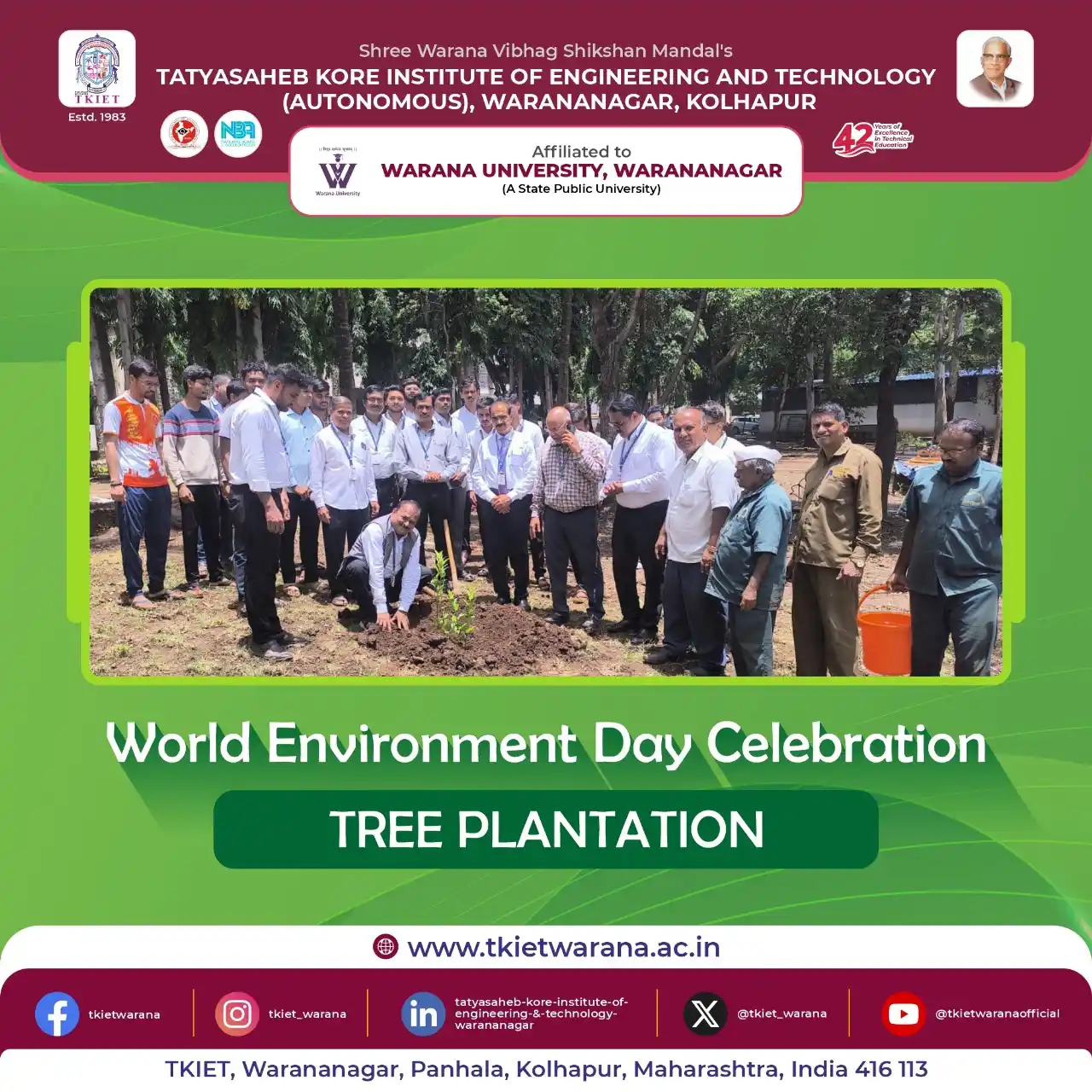 Image from TKIET WARANANAGAR (AUTONOMOUS) Official: 🌿 Celebrating World Environment Day at TKIET, Warananagar! 🌍 With a...