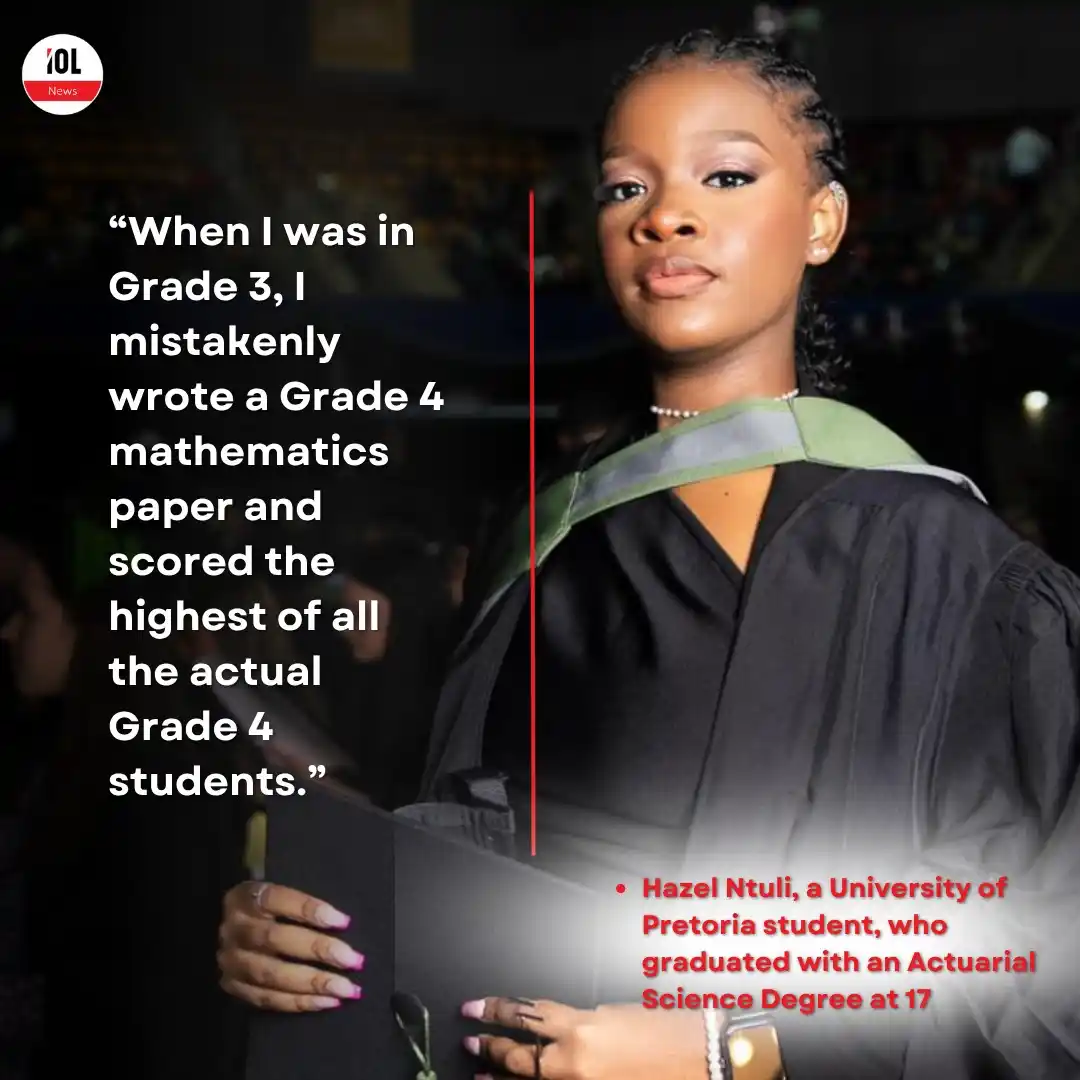 Image from IOL News: 🎓 *TAKE A BOW HAZEL* | At just 17 years old, Mongiwa Hazel Ntuli has ...