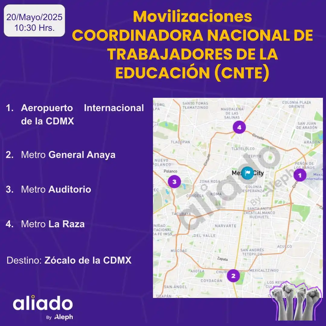 Image from C3ntro by Aleph: *Movilizaciones COORDINADORA NACIONAL DE TRABAJADORES DE LA EDUCACIÓN ...