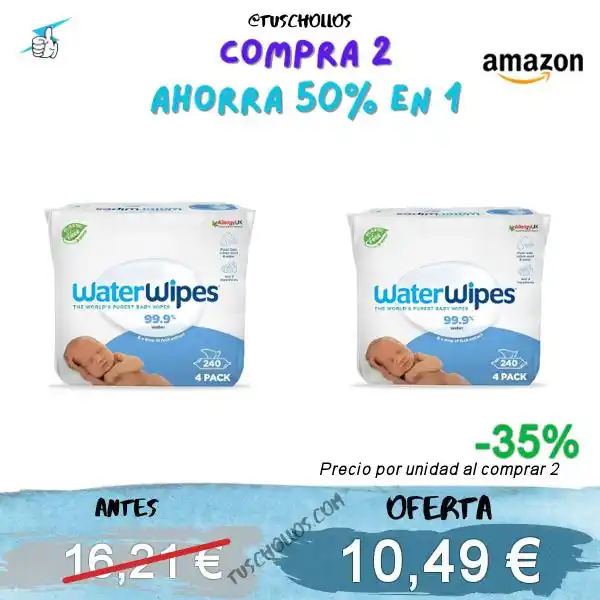 Image from Tuschollos - Ofertas, Chollos Y Gangas Todos Los Días De Amazon, Miravia Y Aliexpress!!!: *💲🤩2ªUD AL 50% - TOALLITAS HÚMEDAS WATERWIPES!* <a class="text-blue-...