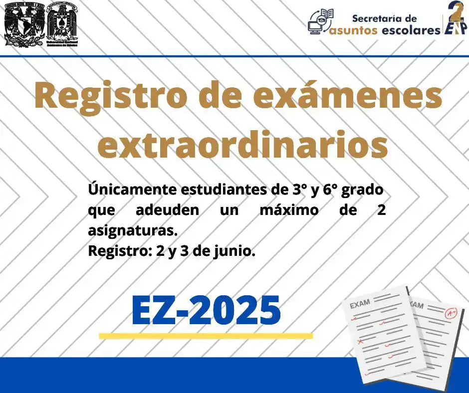 Image from ENP2unam: *Atención estudiantes de 3° y 6° grado con adeudo de 1 o máximo 2 asig...