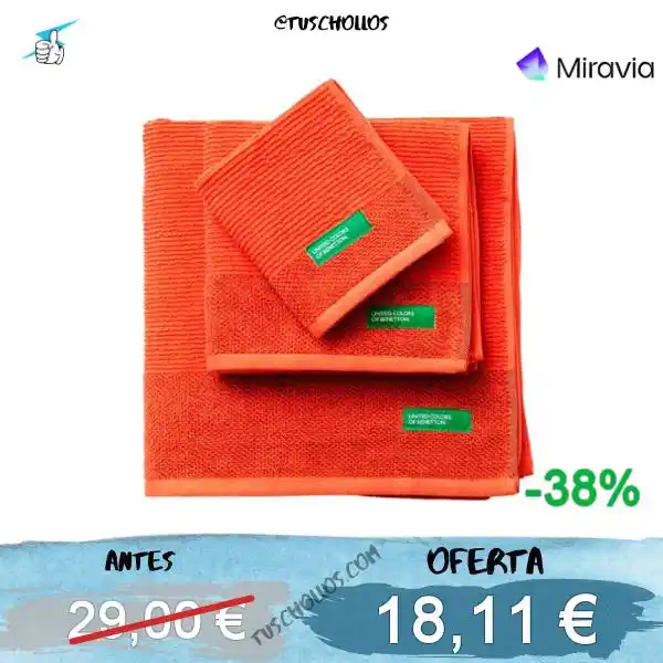 Image from Tuschollos - Ofertas, Chollos Y Gangas Todos Los Días De Amazon, Miravia Y Aliexpress!!!: *🛒💸 CONJUNTO DE TOALLAS BENETTON A CHOLLO!* #, 🔊 () Benetton - Co...