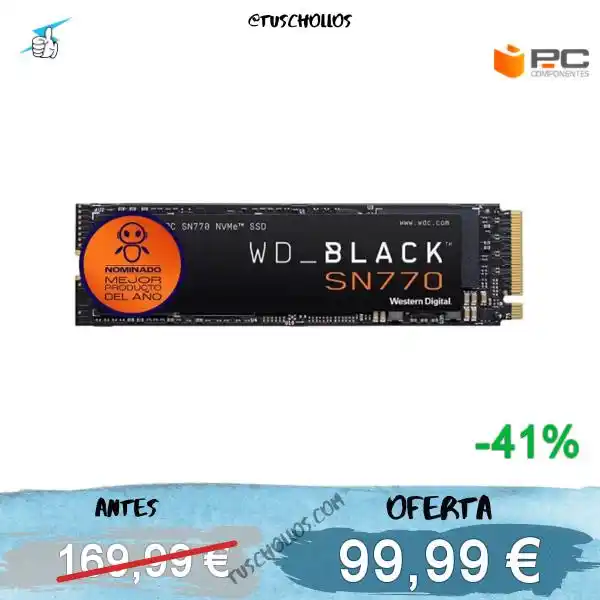 Image from Tuschollos - Ofertas, Chollos Y Gangas Todos Los Días De Amazon, Miravia Y Aliexpress!!!: 💾 *OFERTAZA SSD WD BLACK SN770 2TB NVMe 5150MB/S!!* <a class="text-bl...