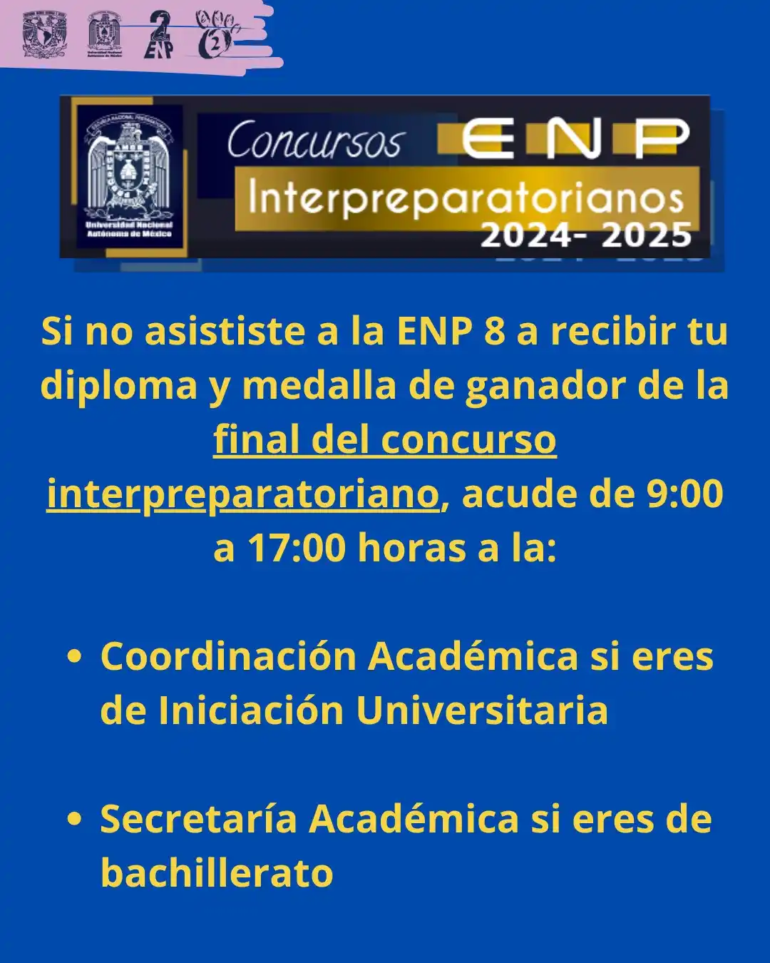 Image from ENP2unam: Si no recogiste en la ceremonia de la ENP 8 la medalla de ganador de l...