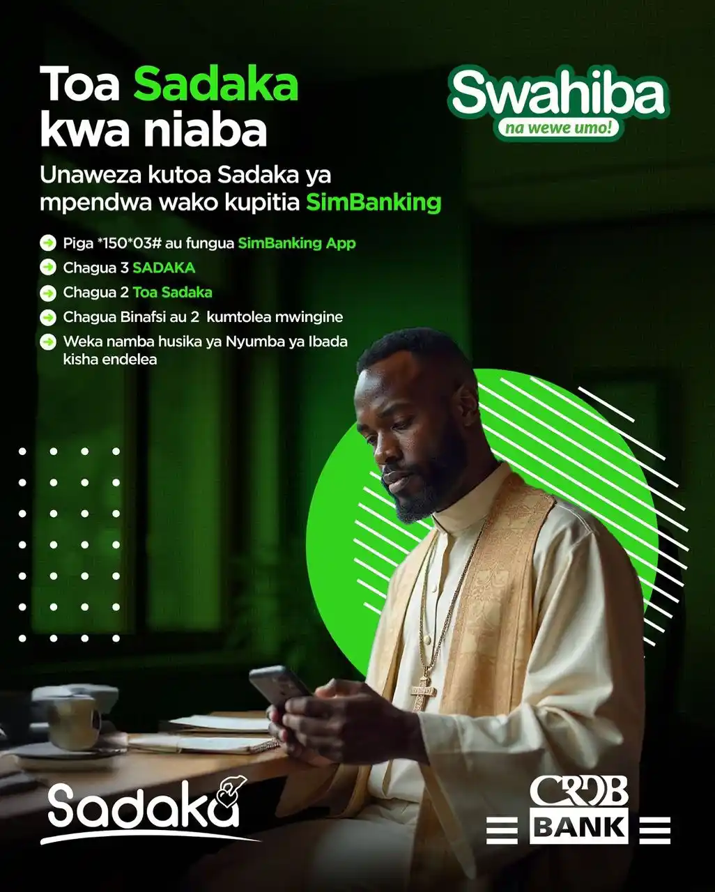 Image from CRDB Bank Plc: Amani ya Bwana iwe nawe ✝️ Ukiwa na SimBanking unaweza kutoa Sadaka k...