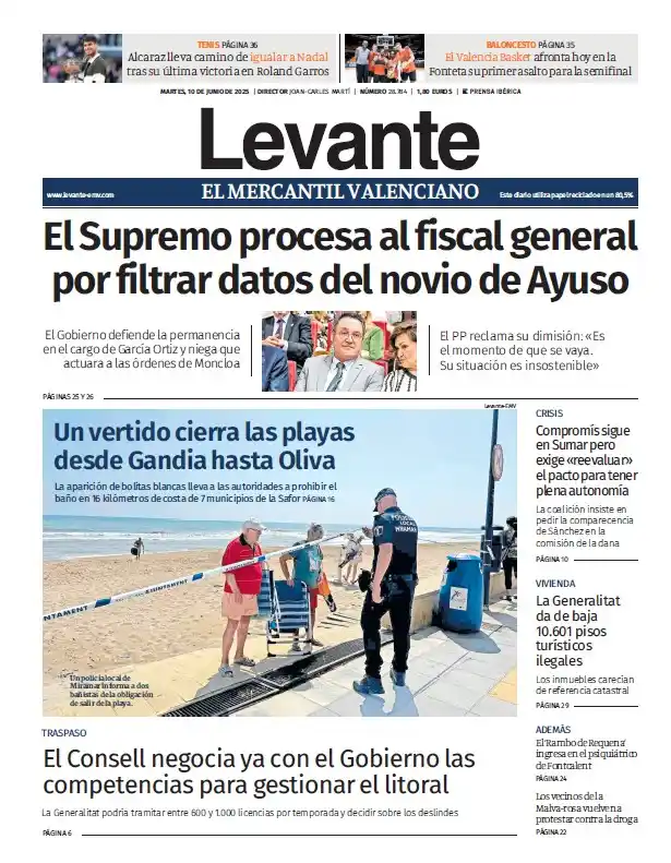 Image from Levante_EMV: 👋🏻 Hola, buenos días. 📰 Esta es nuestra portada de hoy, 10 de junio...