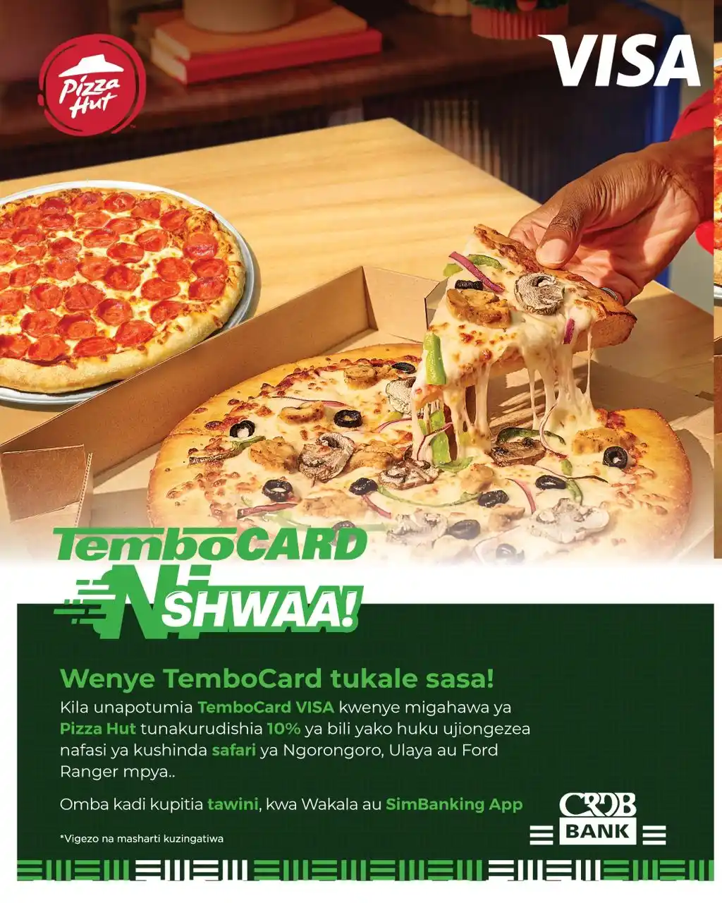 Image from CRDB Bank Plc: Sogea @pizzahuttz na familia, kuna ofa Endelea kutumia kadi zako za ...