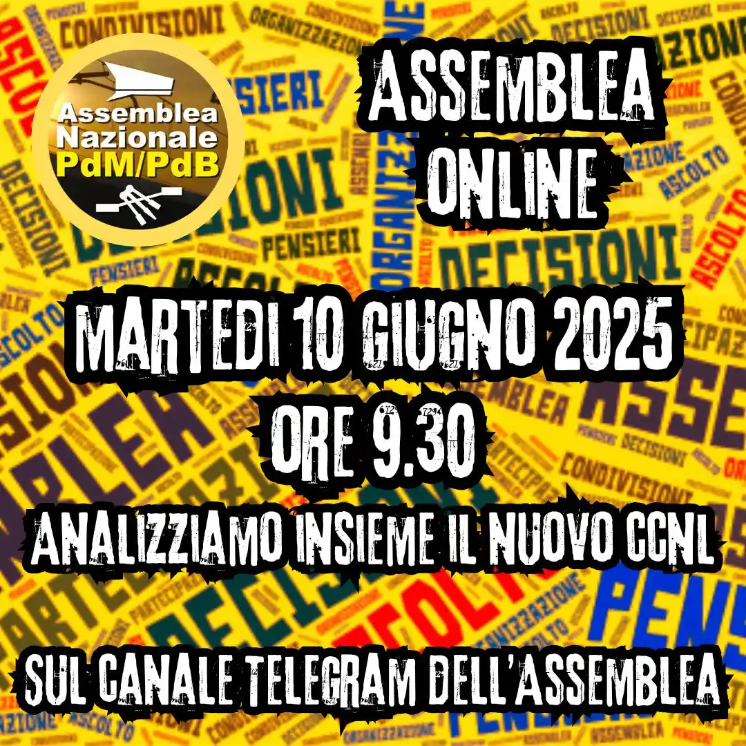 Image from Assemblea Nazionale PdM/PdB: 📃 `ANALIZZIAMO INSIEME IL NUOVO CCNL` 🗓️ *Martedì 10 giugno 2025 all...