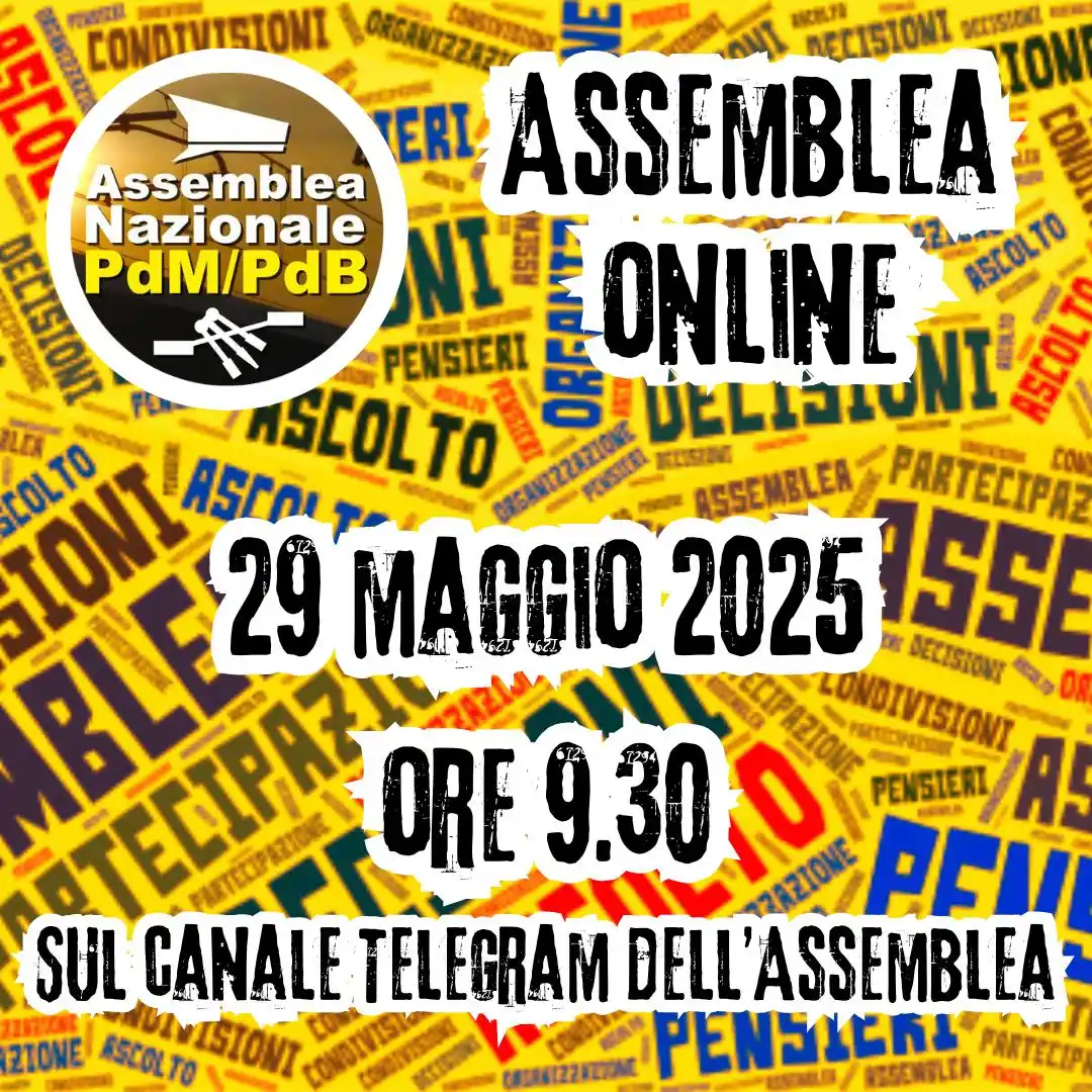 Image from Assemblea Nazionale PdM/PdB: 🗓️ *Giovedì 29 maggio 2025 alle ore 09:30 prossima Assemblea Online.*...