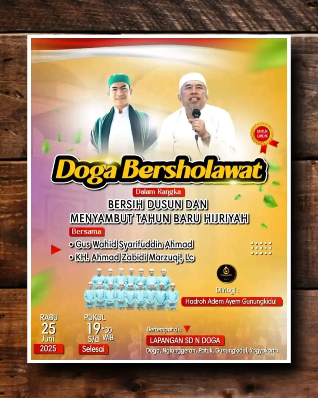 Image from INFO MAJELIS JOGJAKARTA: 📅Rabu, 25 Juni 2025  🕰️19.30 WIB   📍Lapangan SDN Doga. Doga Nglangg...