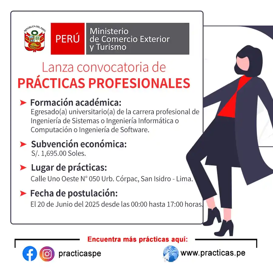Image from Prácticas Profesionales Perú: 🎯 Prácticas en MINCETUR - Lima Más información 👉 https://www.pract...