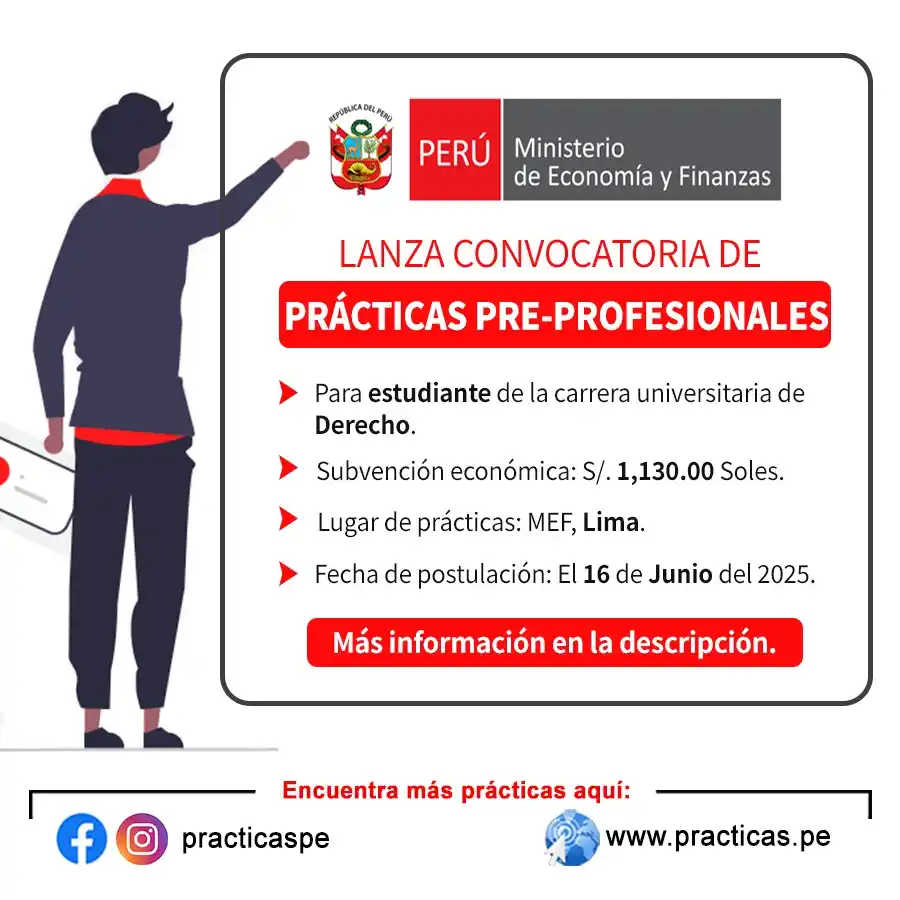 Image from Prácticas PreProfesionales Perú: 🎯 Prácticas en MINISTERIO DE ECONOMÍA(MEF) - Lima Más información �...