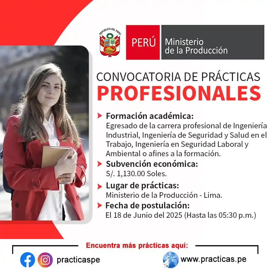 Image from Prácticas Profesionales Perú: 🎯 Prácticas en MINISTERIO DE LA PRODUCCIÓN - Lima Más información �...