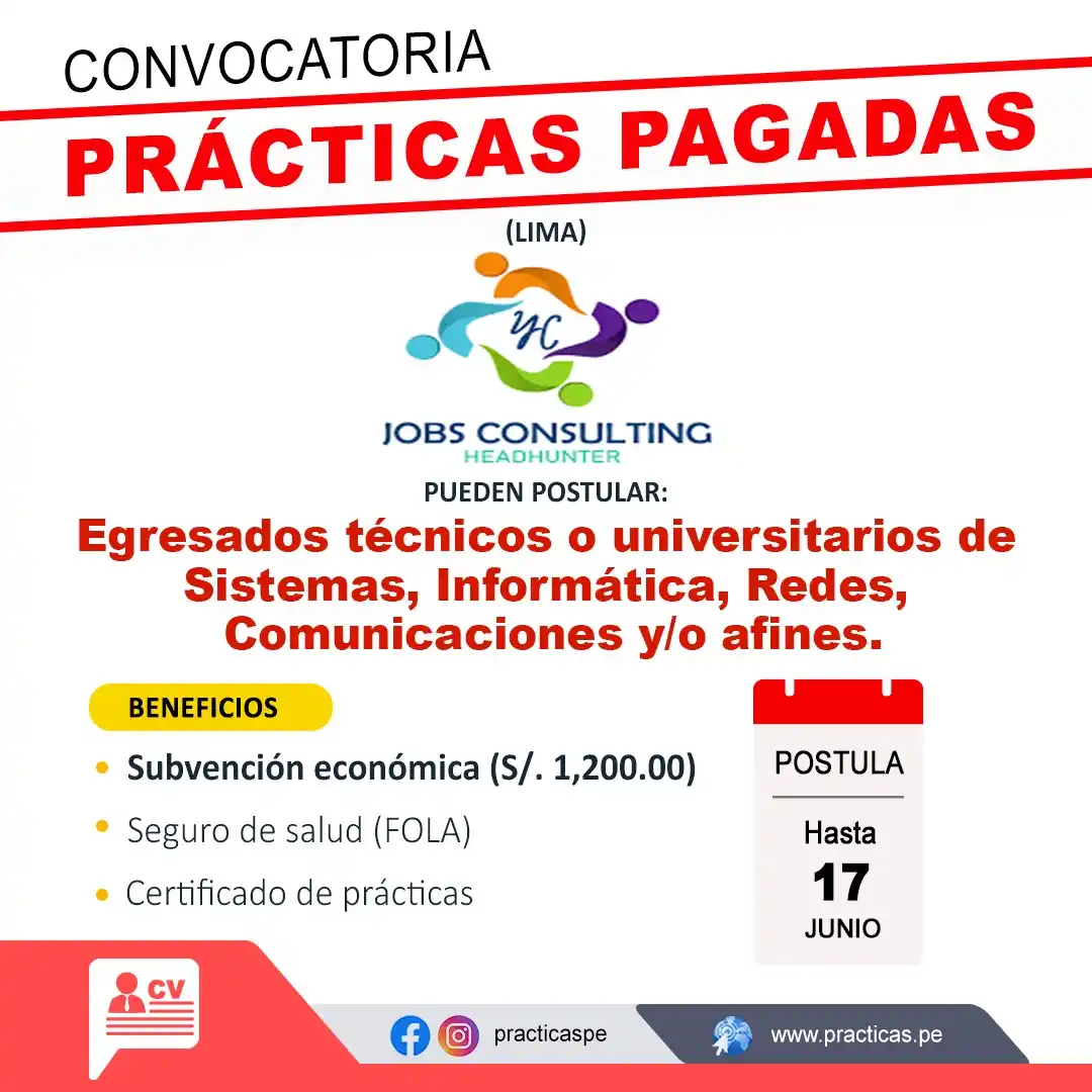 Image from Prácticas Profesionales Perú: 🎯 YC JOBS CONSULTING busca nuevos talentos para realizar Prácticas ...