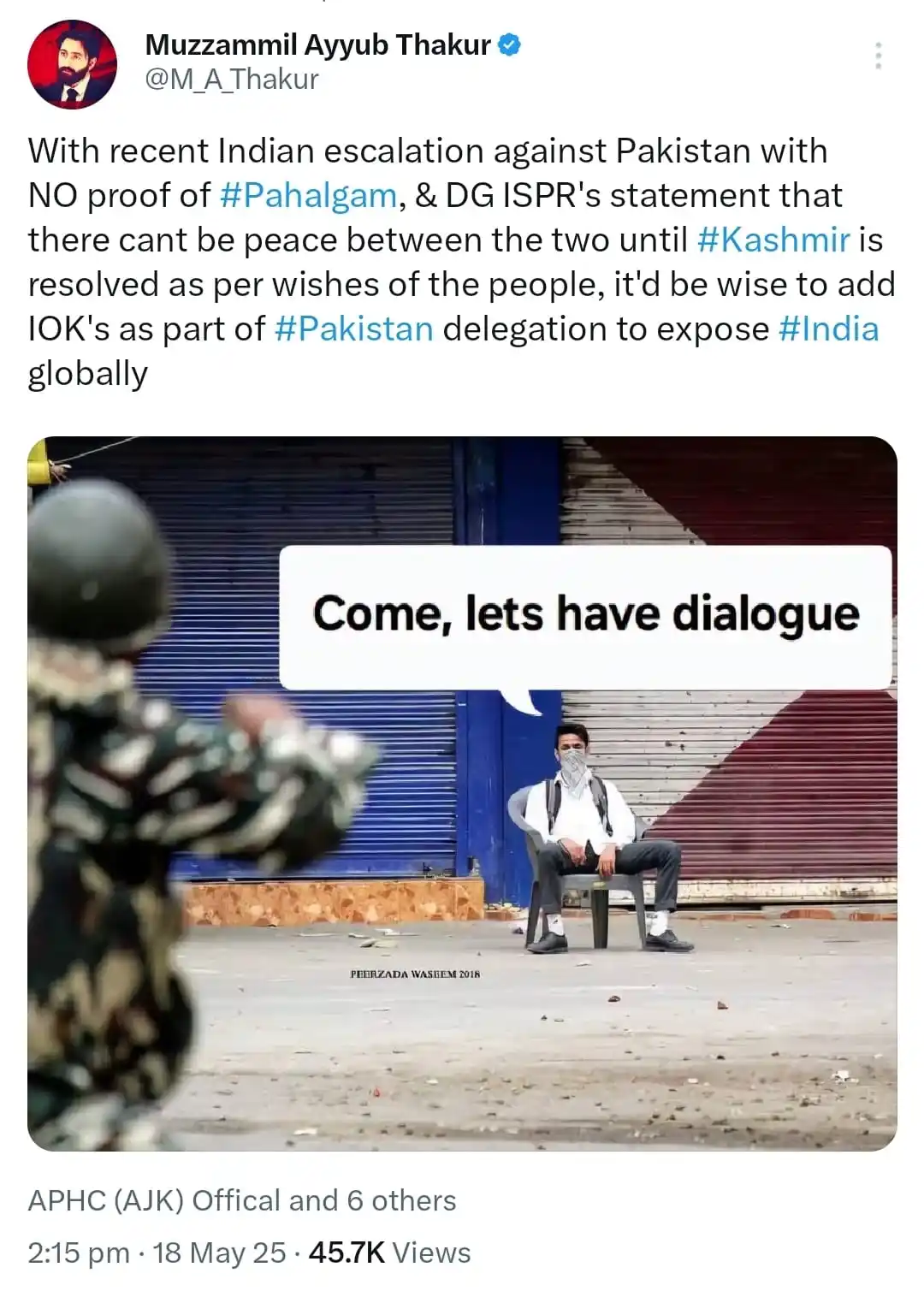 Image from Kashmir Conflict News 🍁: A statement by Hurriyat leader in exile, Dr. Muzzammil Ayyub Thakur, c...