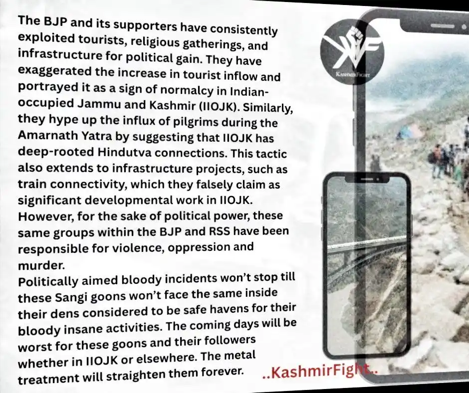 Image from Kashmir Conflict News 🍁: RELEASE 22/5/2025 -K-F- releases a statement on the BJPs attempts at ...
