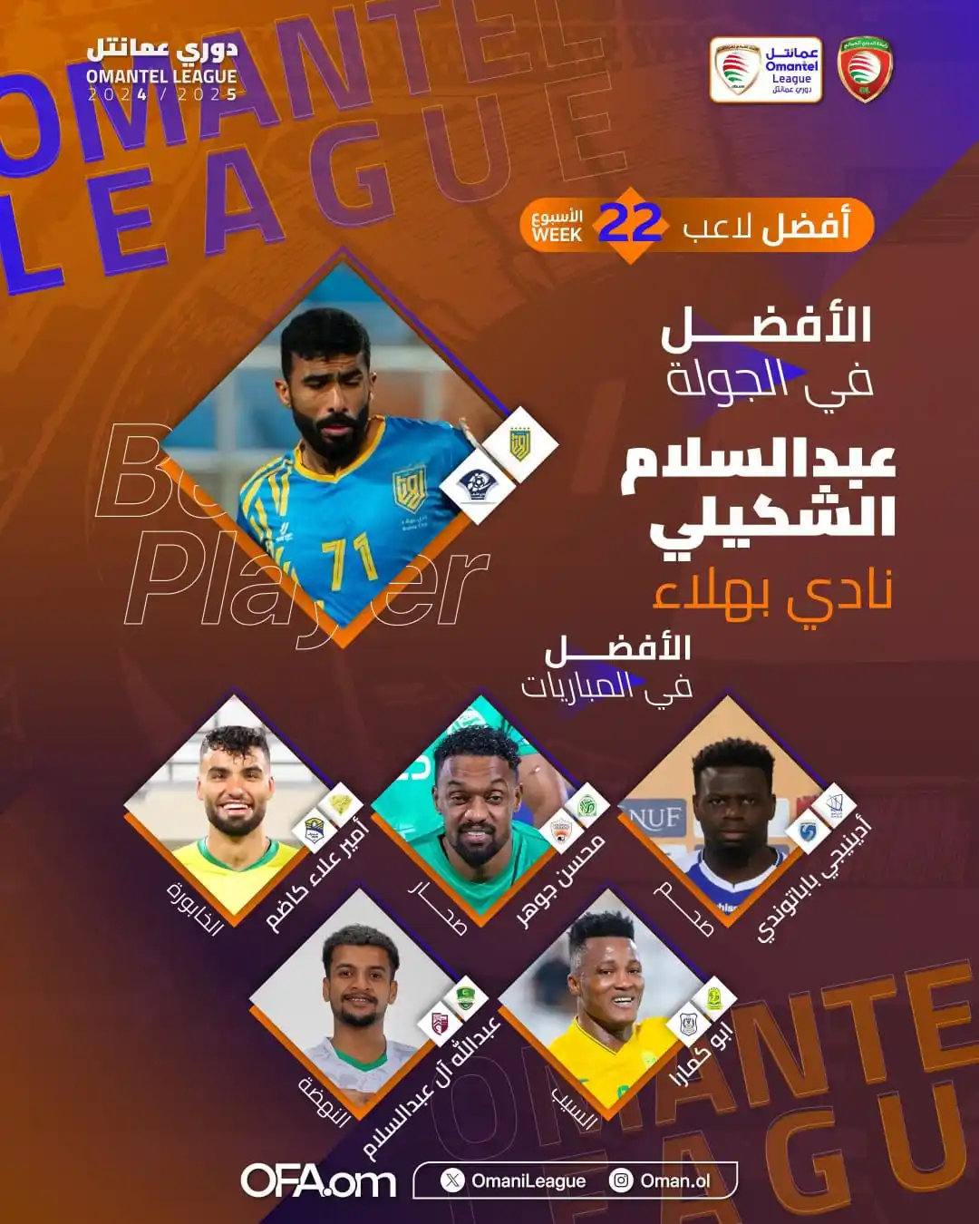 Image from موقع لعبتنا الرياضي: أعلنت رابطة الدوري العماني اختيار اللاعب عبد السلام الشكيلي من نادي به...