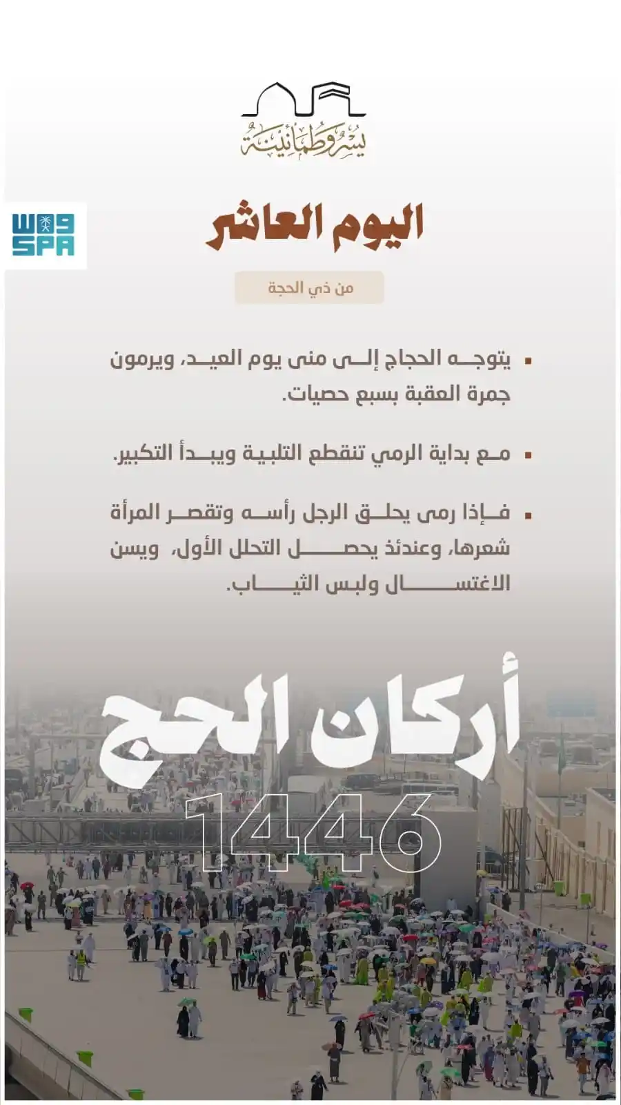 Image from عبدالله بامزيود شبكة النوت الإعلامية Yemen: 🚨شبكة النوت الإعلامية: *انفوجرافيك واس* | يرمي الحجاج جمرة العقبة ال...