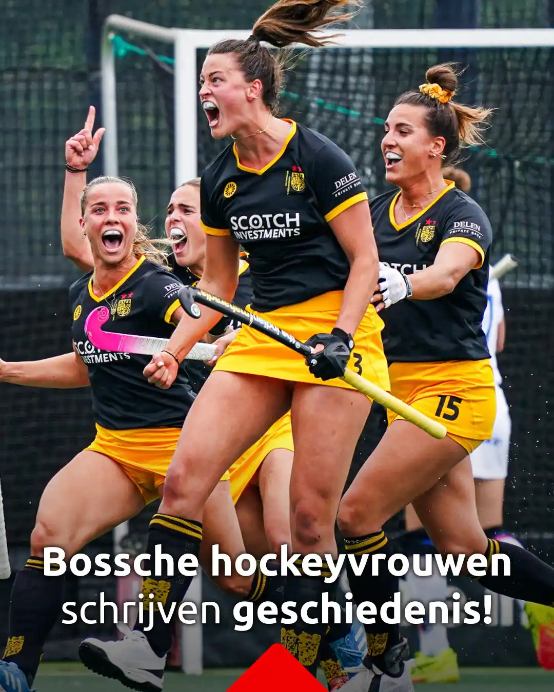 Image from Omroep Brabant: *Bossche hockeyvrouwen schrijven geschiedenis met landstitel* De hock...