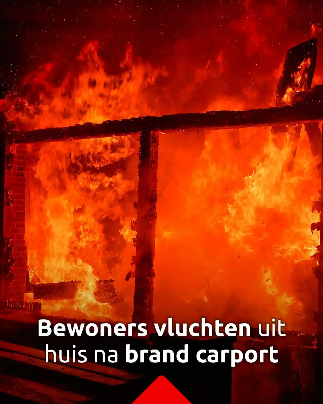Image from Omroep Brabant: *Brand verwoest carport en schuur, bewoners vluchten uit huis* Een ca...