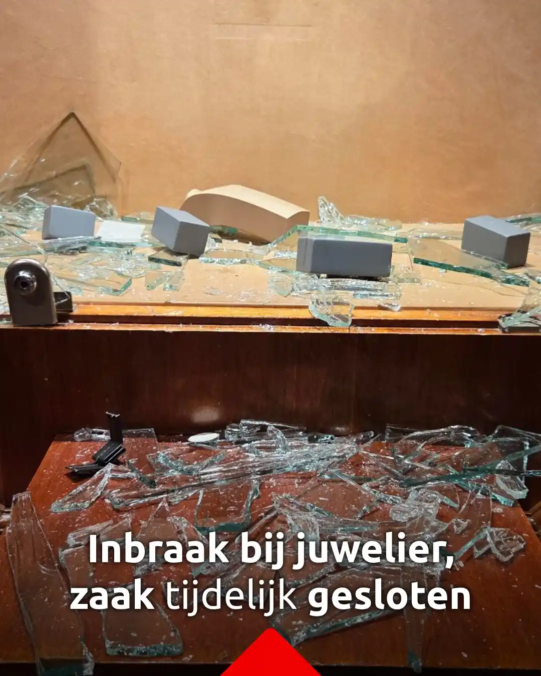 Image from Omroep Brabant: *Dieven breken in bij juwelier en slaan vitrines kapot, zaak tijdelijk...