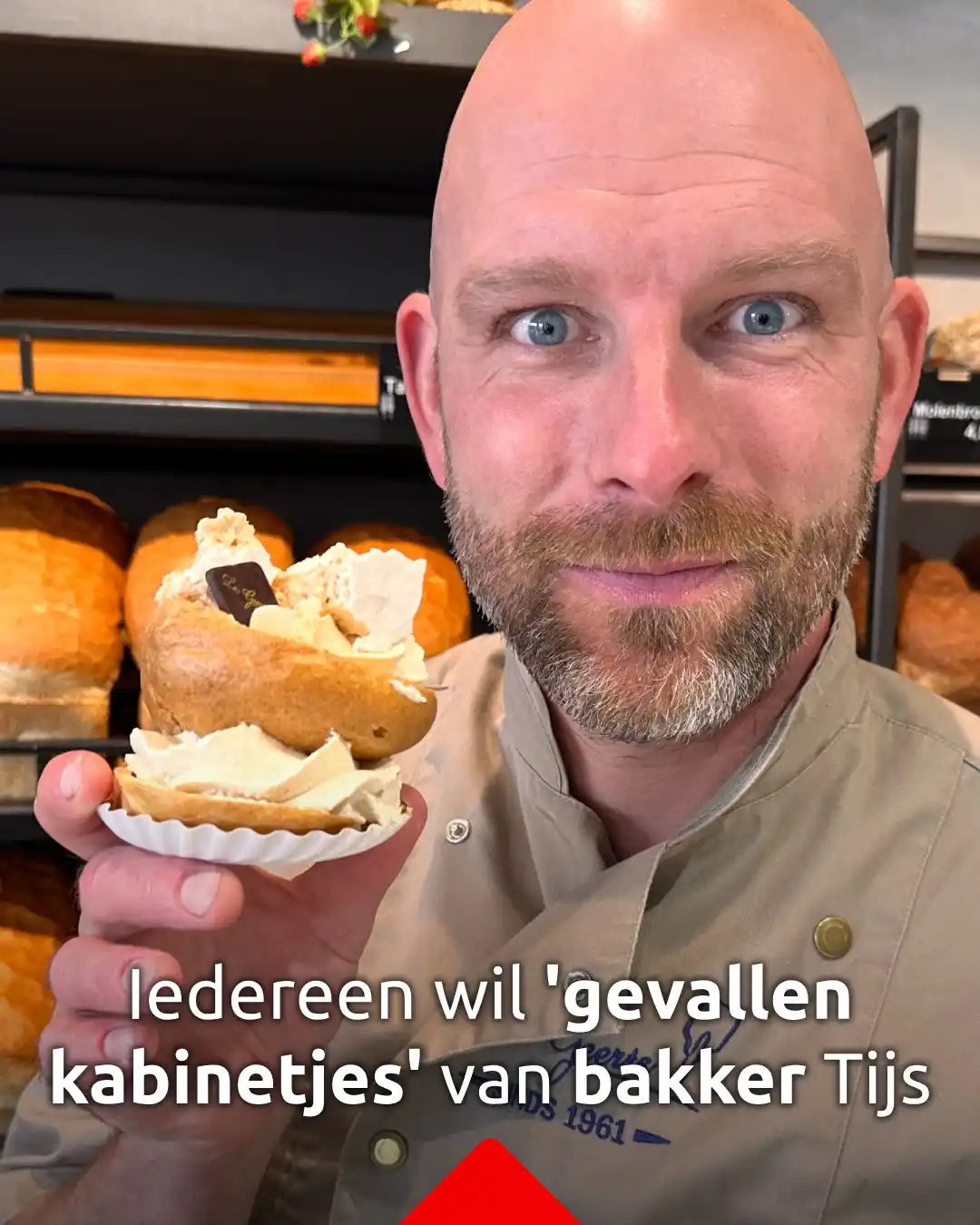 Image from Omroep Brabant: *Iedereen wil 'gevallen kabinetjes' van bakker Tijs: 'Instabiele soes'...