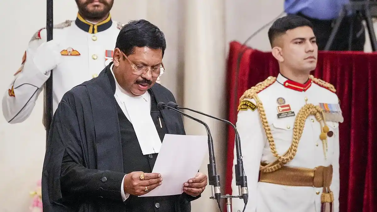 Image from Testbook Current Affairs: *_Justice Bhushan Ramkrishna Gavai Sworn in as 52nd Chief Justice of I...