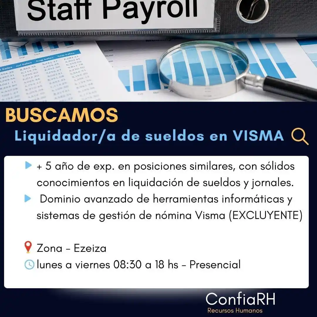 Image from 🌈✨️ Empleo360 💖: 👨🏻💼✨ *Liquidador/a de Sueldos en VISMA* 📍 *Ezeiza* 📧 Florencia...