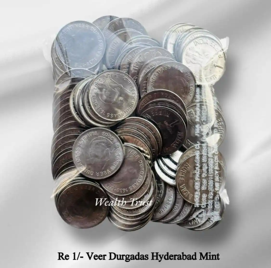 Image from Coinbazzar.com: *Re 1 RBI 100 Coin Packet FSS Veer Durga das India Issue Hyderabad Min...
