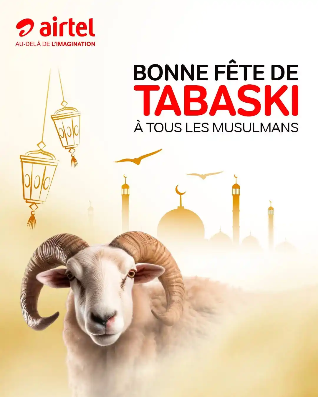 Image from Airtel Congo B: Airtel souhaite Eid 🥳 Al-adha 🐏 Mubarak à toute la communauté musul...