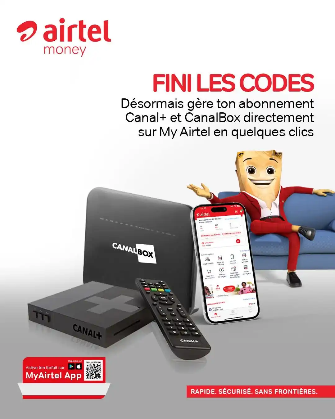 Image from Airtel Congo B: 🚨 CANAL+ & CANAL BOX SONT SUR MY AIRTEL ! Oublie les codes, oublie l...