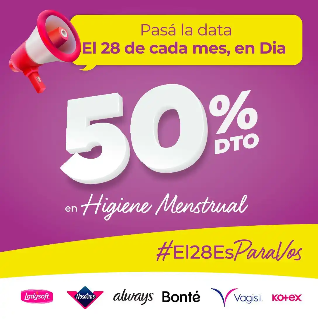Image from Supermercados Dia Argentina: 🗣*Comprá tus productos de higiene menstrual con 50% off y con lo que ...