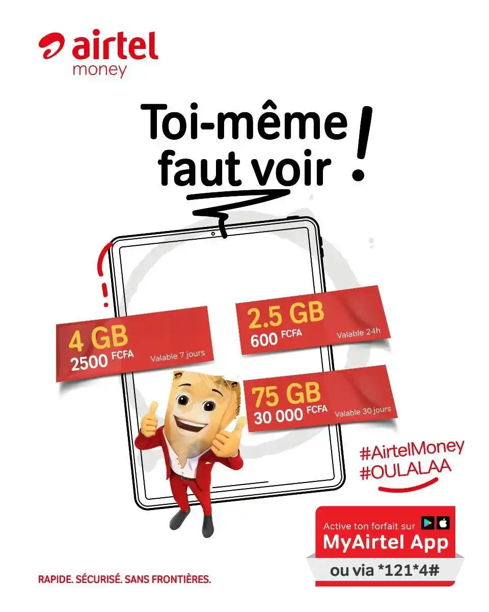 Image from Airtel Congo B: Des forfaits DATA puissants, activables uniquement via Airtel Money 🔥...