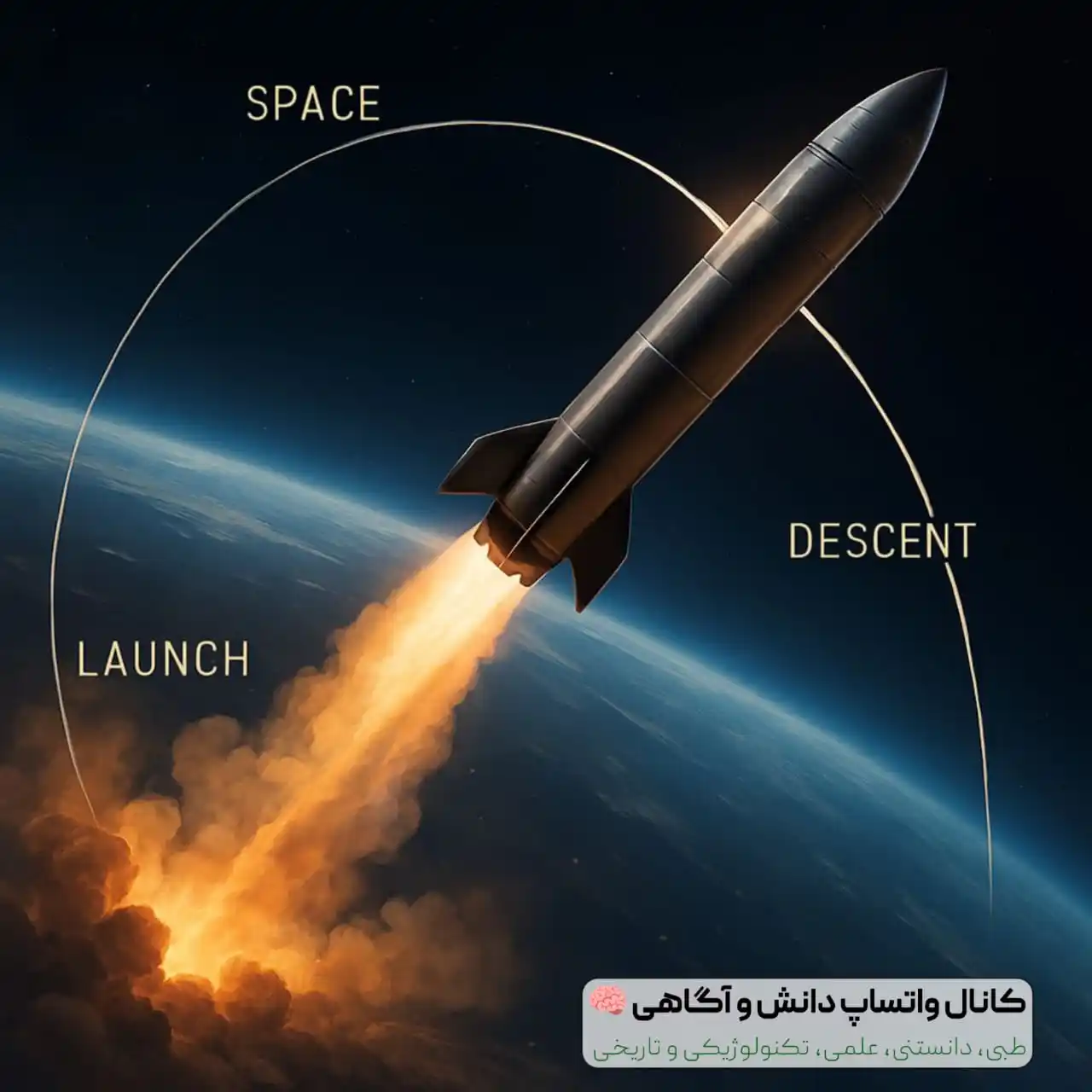 Image from دانش و آگاهی 🧠: > 🚀 *موشک بالستیک چیست؟*   *یکی از ترسناک‌ترین اختراعات بشر!* 😨🔥  م...