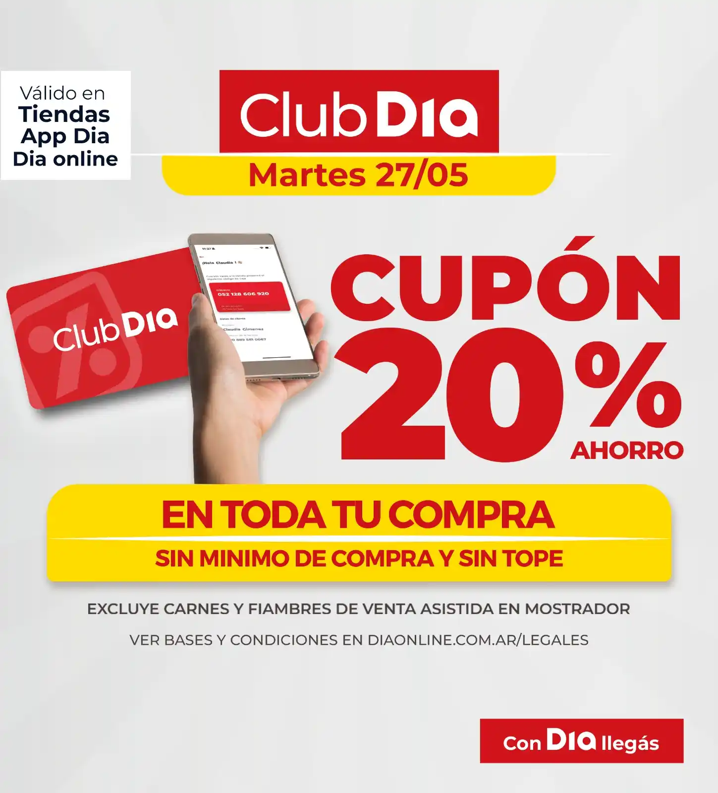 Image from Supermercados Dia Argentina: 🗣 *¡SOLO X HOY!* 😉 👉Cupón ClubDia Exclusivo 🙌 *¡20% de Descuento...