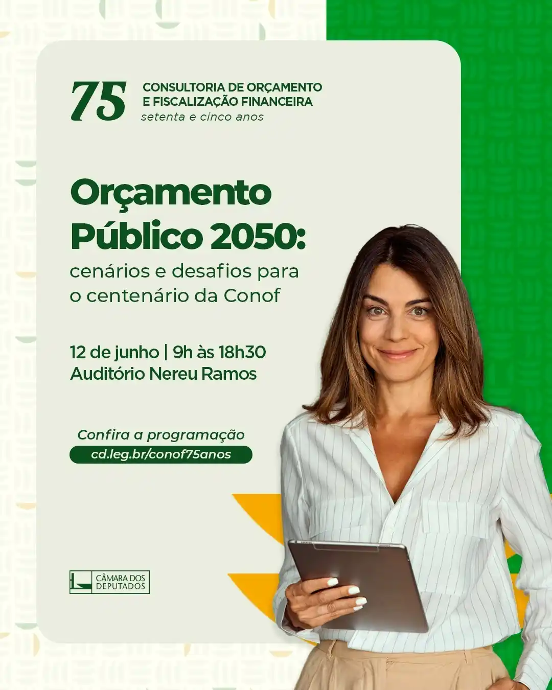 Image from Câmara dos Deputados: 🎉 *75 anos da CONOF 🎉* A Consultoria de Orçamento e Fiscalização F...