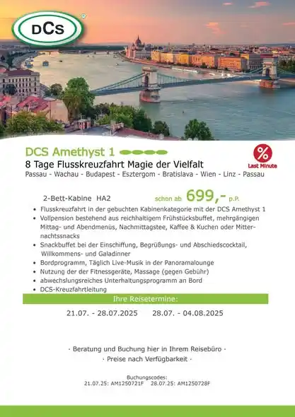 Image from Dein Flussschiff - DCS Kreuzfahrten und mehr www.dcs.travel: 8 Tage Flusskreuzfahrt | LAST MINUTE | "Magie der Vielfalt" 09.06. - 1...