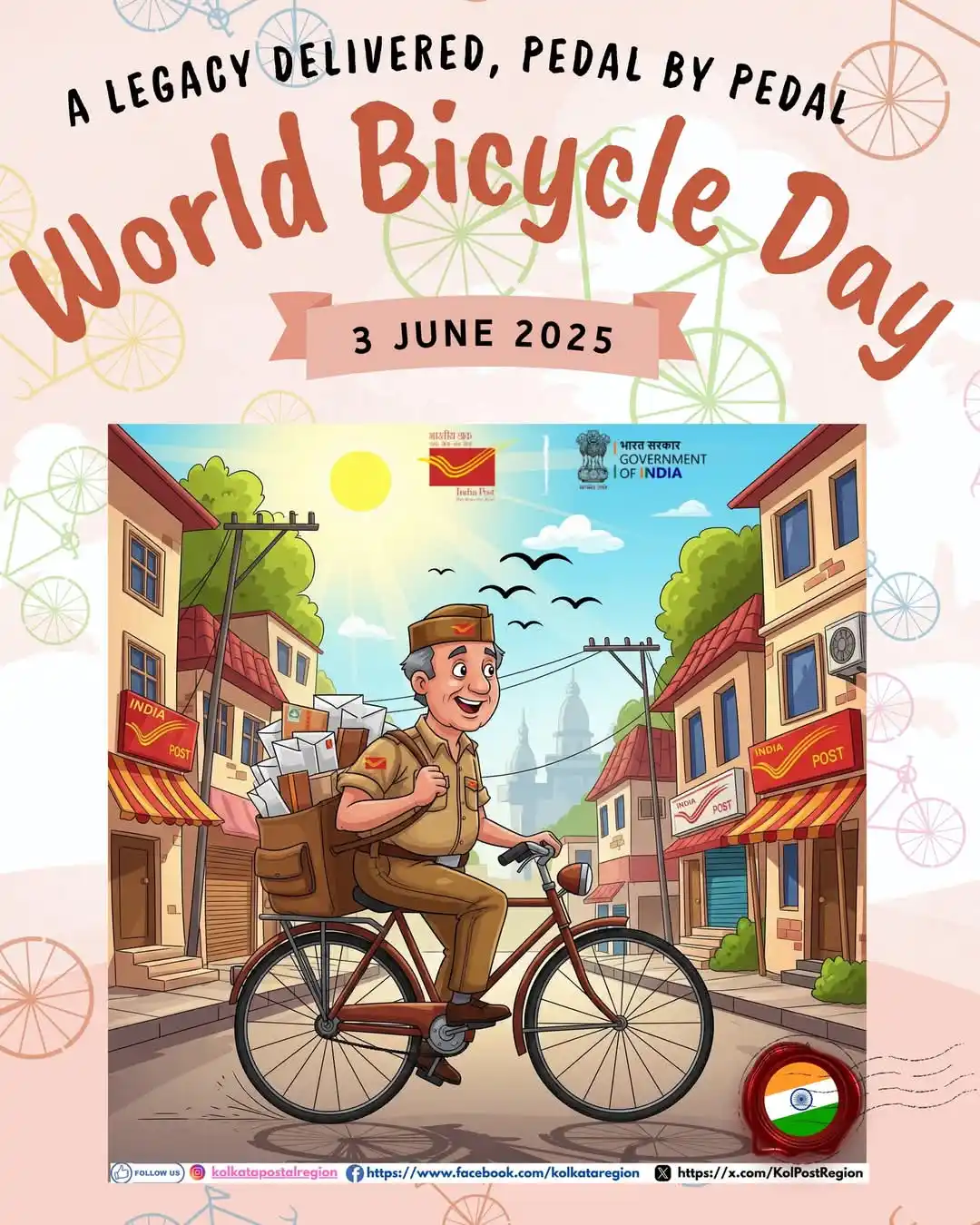 Image from Indian Postal Khabar (DOP): 🚴♂️ A Legacy Delivered, Pedal by Pedal This <a class="text-blue-500 ...