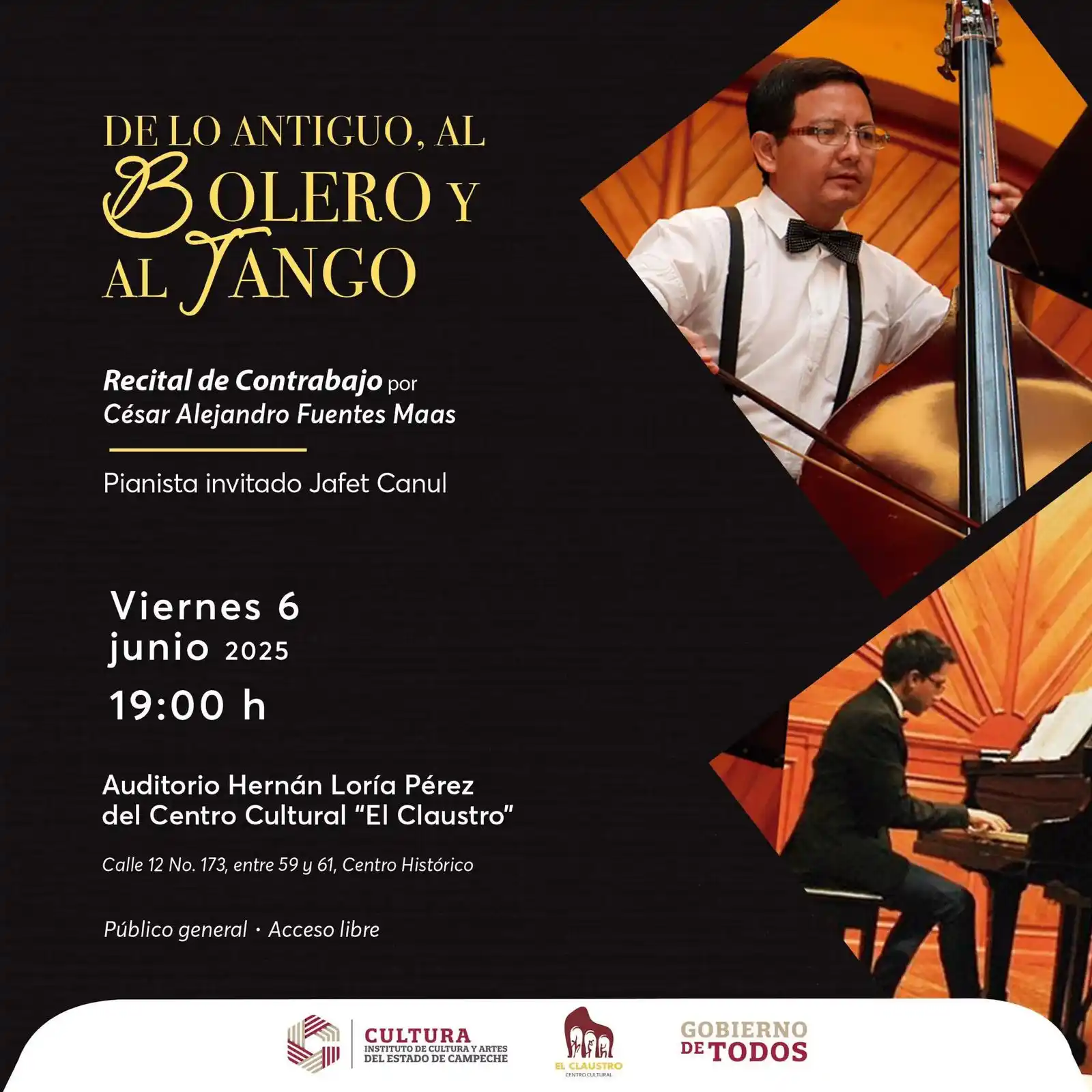 Image from Cartelera Cultural del Instituto de Cultura y Artes de Campeche: De Lo Antiguo Al Bolero y Al Tango 🎼 Una mezcla de contrabajo y pian...