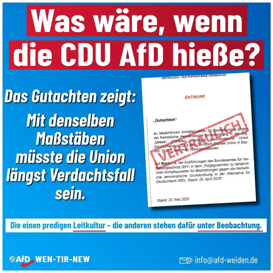 Image from AfD Weiden-Neustadt-Tirschenreuth: 🛑 Doppelmoral entlarvt: Verfassungsschutz als politisches Kampfmittel...