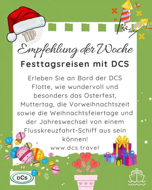 Image from Dein Flussschiff - DCS Kreuzfahrten und mehr www.dcs.travel: 🎄🔔🎁🎊Festtagsreisen 🎄🔔🎁🎊 Erleben Sie an Bord der DCS Flotte, wi...