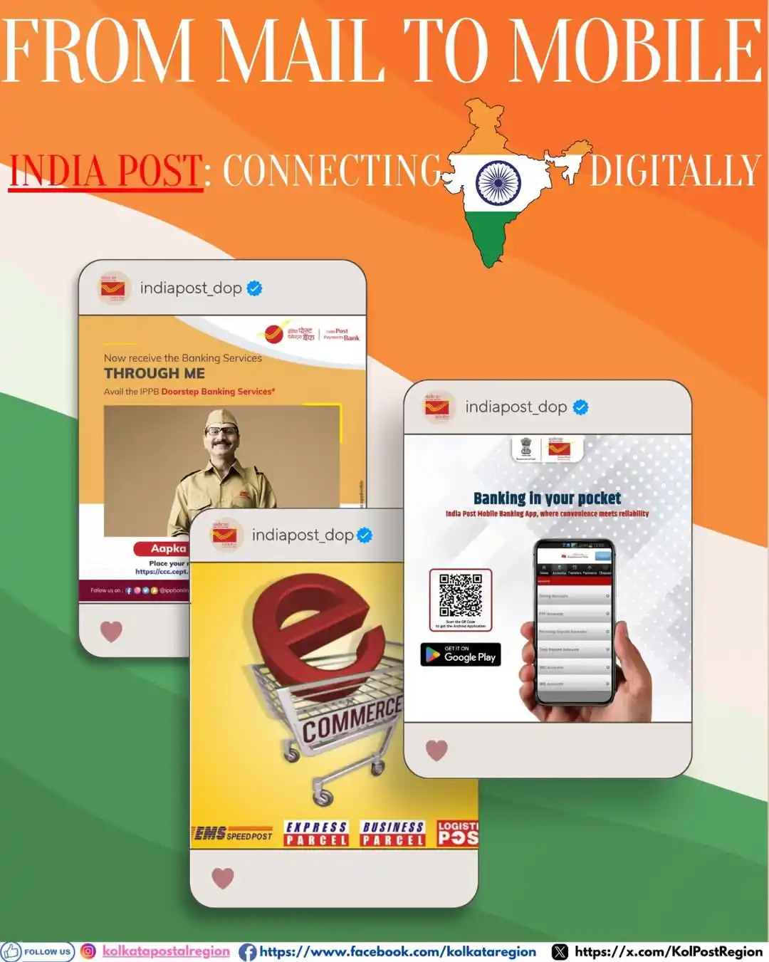 Image from Indian Postal Khabar (DOP): 📨 From Mail to Mobile! 📱 India Post is embracing the digital revolut...