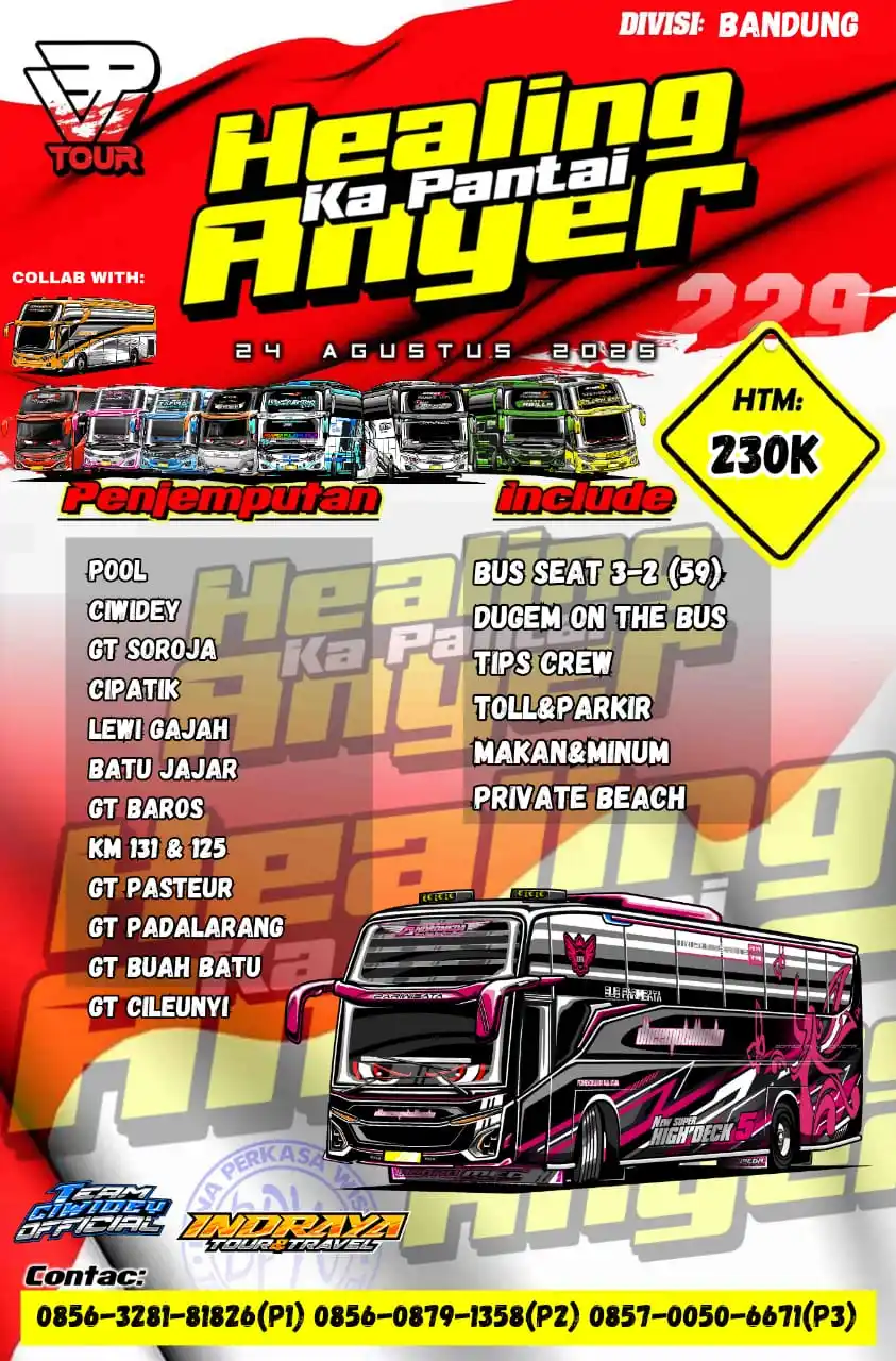 Image from INFO LINE UP BUS JAWABARAT 01🚍: Gasskeun healing ka pantai Anyer tanggal 24 Agustus 2025 with dhemobil...
