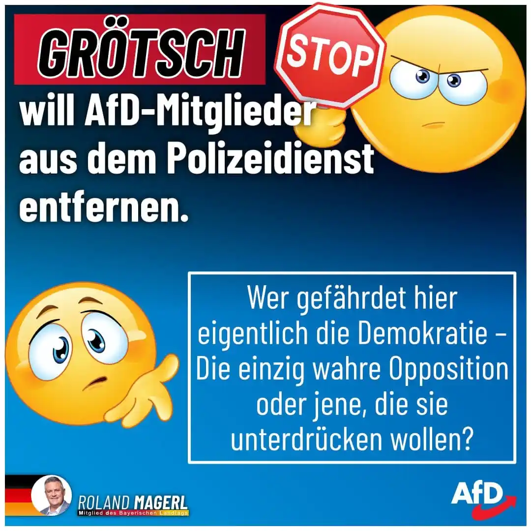 Image from AfD Weiden-Neustadt-Tirschenreuth: 🛑 Grötsch will AfD-Mitglieder aus dem Polizeidienst entfernen – ein A...