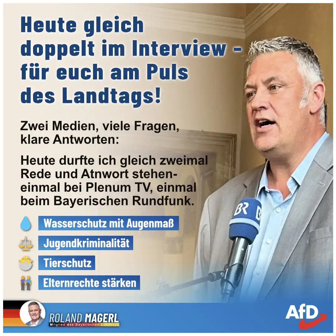 Image from AfD Weiden-Neustadt-Tirschenreuth: 📺 Heute gleich doppelt im Interview – für euch am Puls des Landtags! ...
